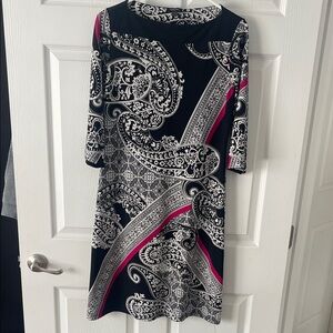 Elegant Black and Pink Paisley Dress